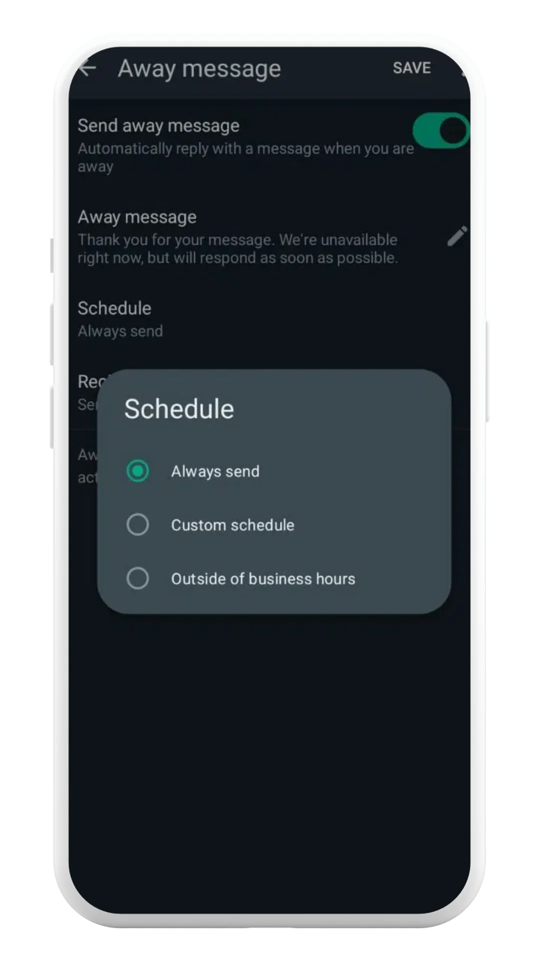 Auto-reply supp